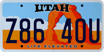 UT license plate Z864OU
