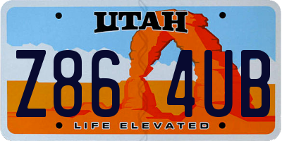 UT license plate Z864UB