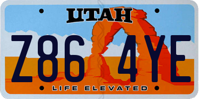 UT license plate Z864YE