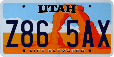 UT license plate Z865AX
