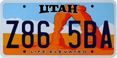 UT license plate Z865BA