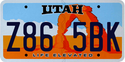UT license plate Z865BK