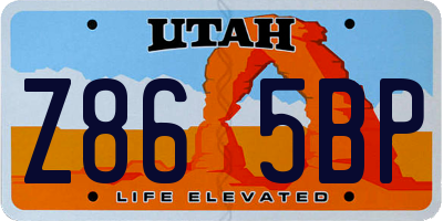 UT license plate Z865BP
