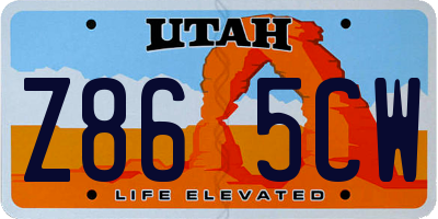UT license plate Z865CW