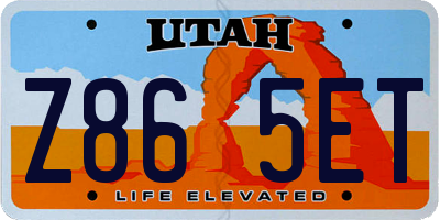 UT license plate Z865ET