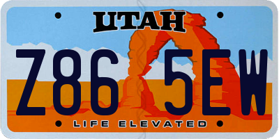 UT license plate Z865EW
