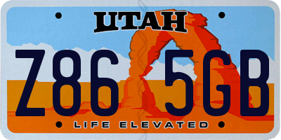 UT license plate Z865GB