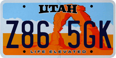 UT license plate Z865GK