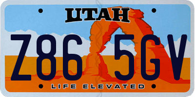 UT license plate Z865GV