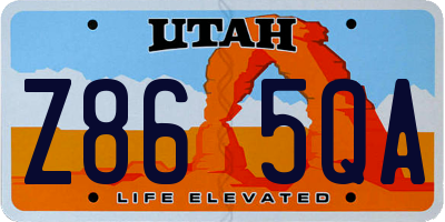UT license plate Z865QA