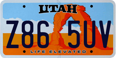 UT license plate Z865UV