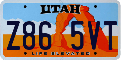 UT license plate Z865VT