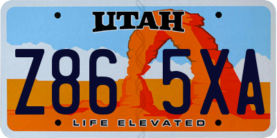UT license plate Z865XA