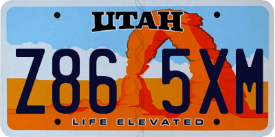 UT license plate Z865XM