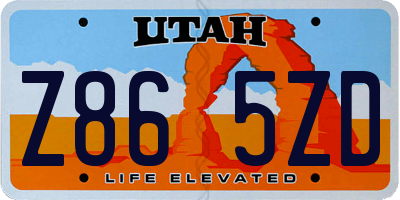 UT license plate Z865ZD