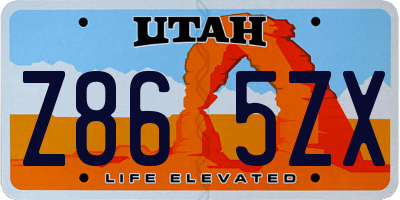 UT license plate Z865ZX