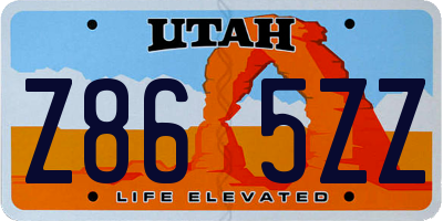UT license plate Z865ZZ