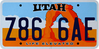 UT license plate Z866AE