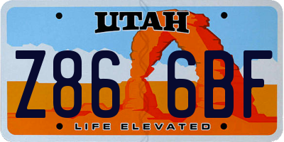 UT license plate Z866BF