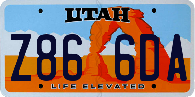 UT license plate Z866DA