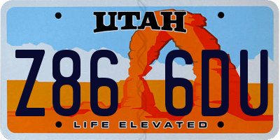 UT license plate Z866DU