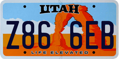 UT license plate Z866EB