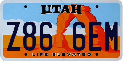 UT license plate Z866EM