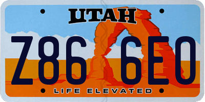 UT license plate Z866EO