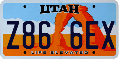 UT license plate Z866EX