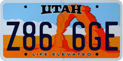 UT license plate Z866GE