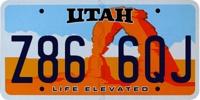 UT license plate Z866QJ