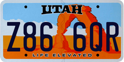 UT license plate Z866QR