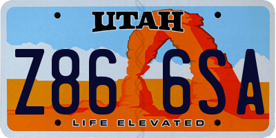 UT license plate Z866SA