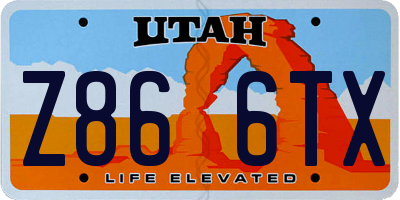 UT license plate Z866TX