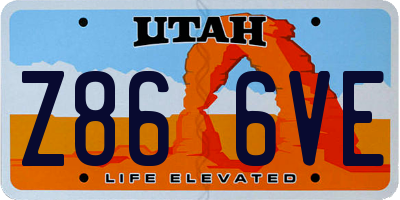UT license plate Z866VE
