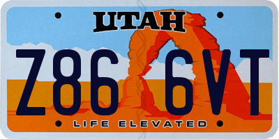 UT license plate Z866VT