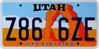 UT license plate Z866ZE