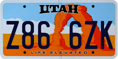 UT license plate Z866ZK