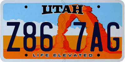 UT license plate Z867AG