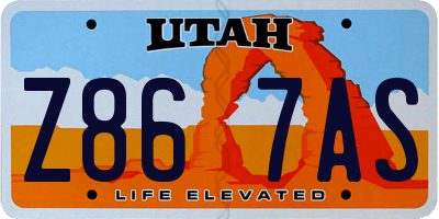 UT license plate Z867AS
