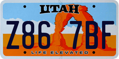 UT license plate Z867BF