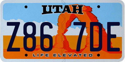 UT license plate Z867DE