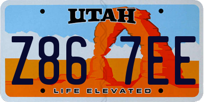 UT license plate Z867EE