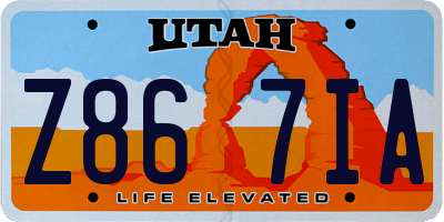 UT license plate Z867IA