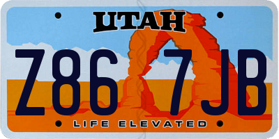UT license plate Z867JB