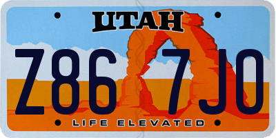 UT license plate Z867JO