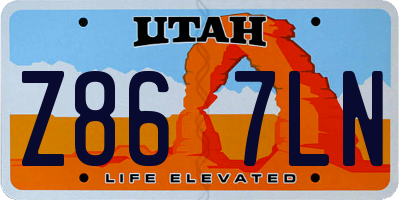 UT license plate Z867LN