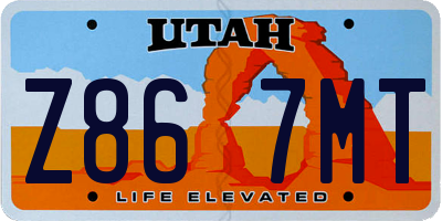 UT license plate Z867MT