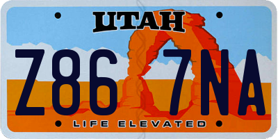 UT license plate Z867NA