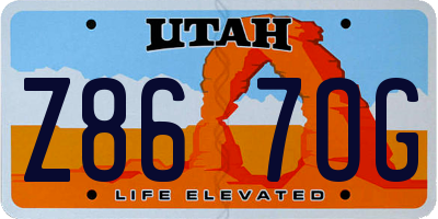 UT license plate Z867OG